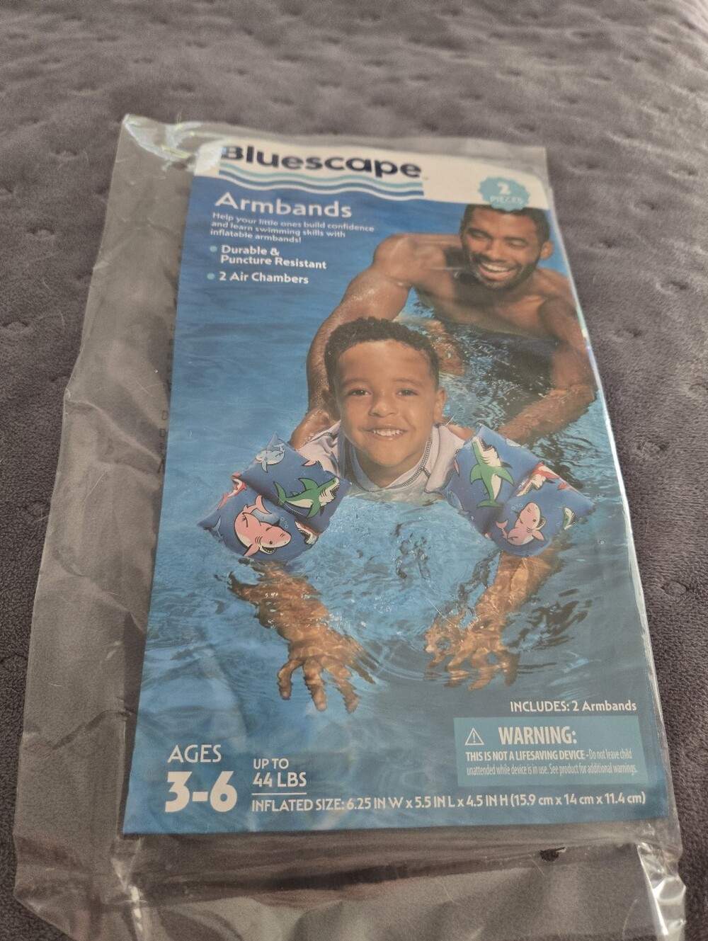 Kids Blue Shark Print Arm Bands - Pack of 2